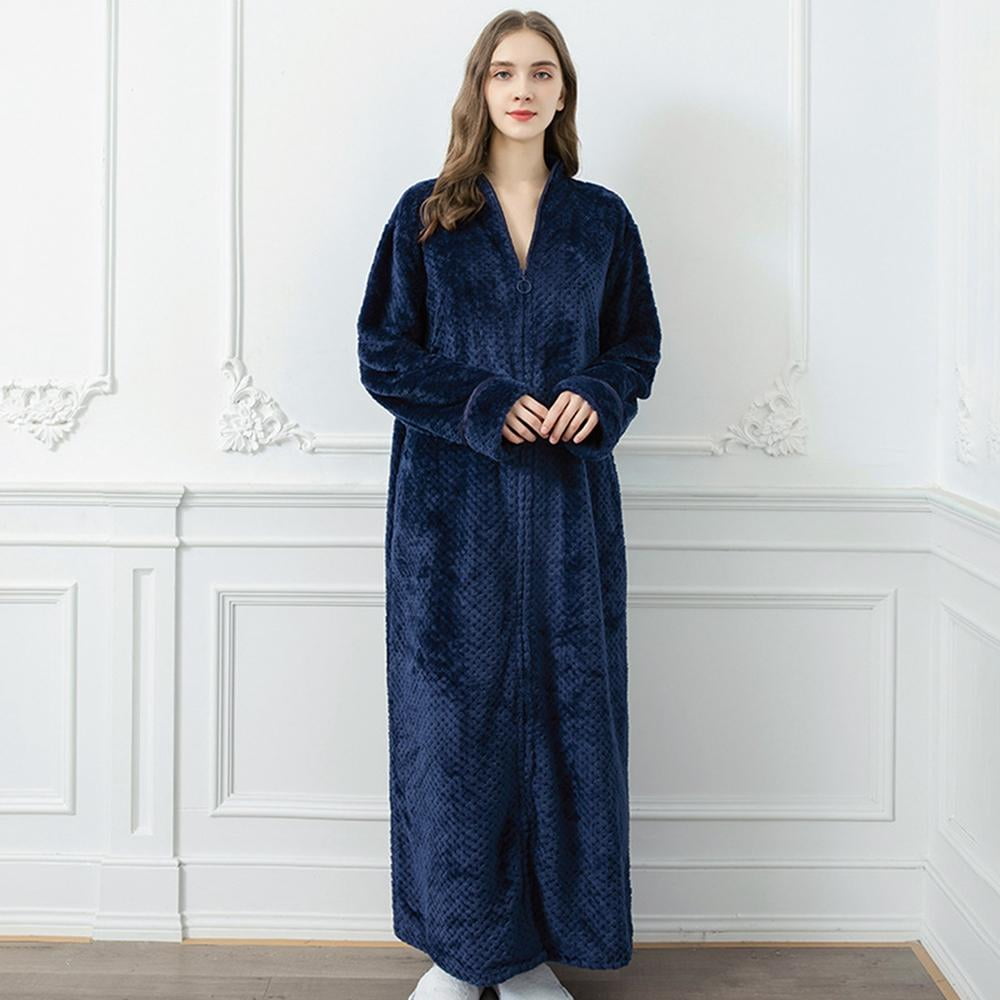 Women'S Zip Front Flannel with Hood Long Bathrobe | Vetement de nuit femme,  Flanelle, Femme